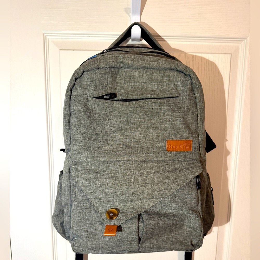 Hap Tim Grey Diaper Backpack Bag Euc - image 1